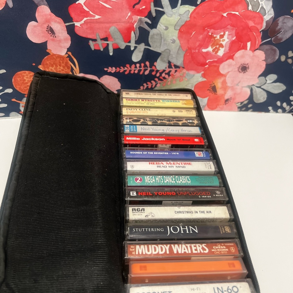 15 Vintage Cassette Tapes- Collection with Case